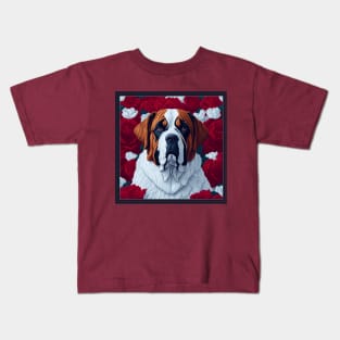 St bernard, dog. style vector (red version st bernard) Kids T-Shirt